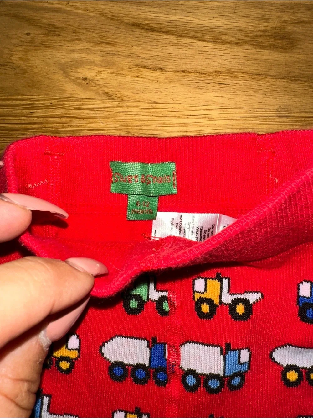 Slugs & Snails Red and Trucks 🛻 Pattern Tights sz 6-12mos
